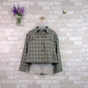 NWT Able Gianna Jacket Plaid Blue Cropped